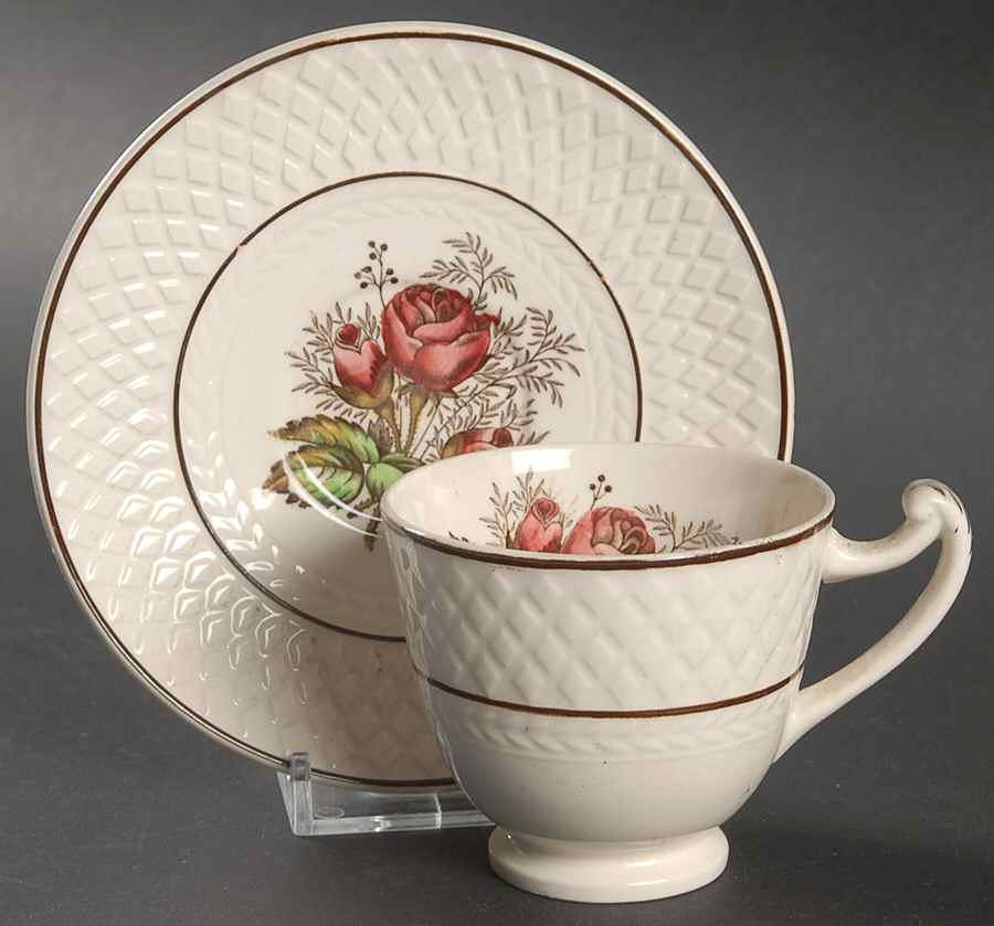Mansard Rose Red Footed Demitasse Cup & Saucer Set by Spode-1