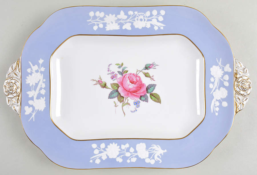 Maritime Rose Blue 16'' Rectangular Tray by Spode-1
