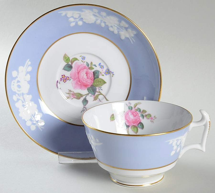 Maritime Rose Blue Footed Cup & Saucer Set by Spode-1