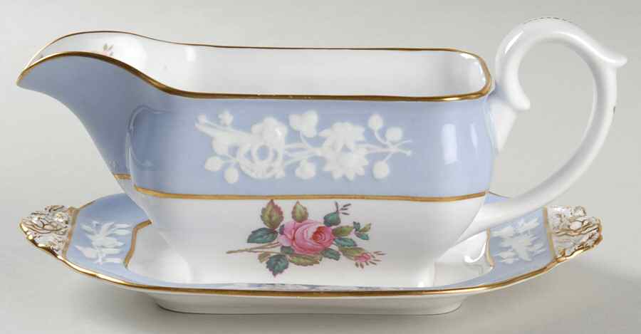 Maritime Rose Blue Gravy Boat & Underplate by Spode-1