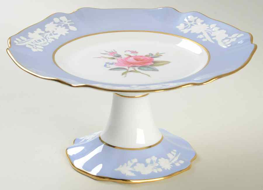 Maritime Rose Blue 8" Diameter Pedestal Cake Stand by Spode-1