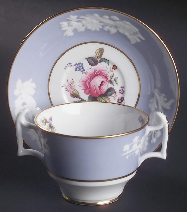 Maritime Rose Blue Footed Bouillon Cup & Saucer by Spode-1