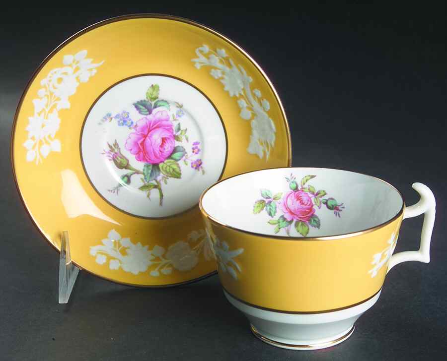 Maritime Rose Bright Yellow Footed Cup & Saucer Set by Spode-1