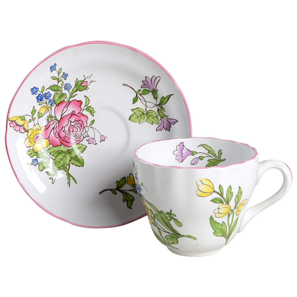 Marlborough Sprays Flat Cup & Saucer Set by Spode-1