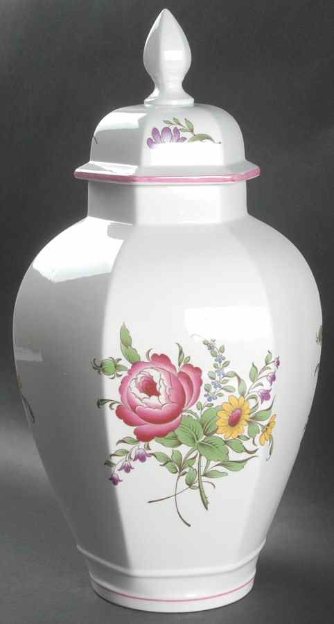 Marlborough Sprays Hexagonal Vase with Lid by Spode-1