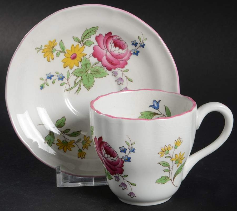 Marlborough Sprays Flat Demitasse Cup & Saucer Set by Spode-1