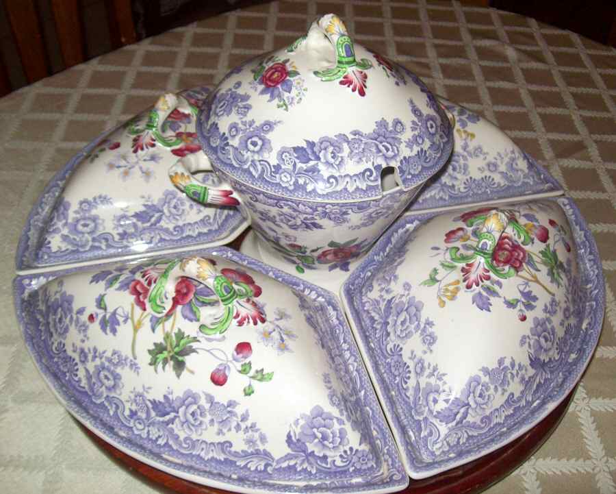 Mayflower Canterbury Set (Covered Sides and Center) by Spode-1