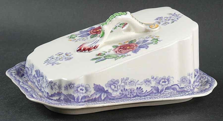 Mayflower Cheese Dish with Lid (Wedge) by Spode-1
