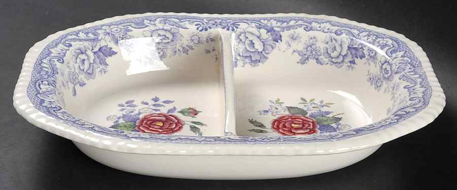 Mayflower 10" Oval Divided Vegetable Bowl by Spode-1