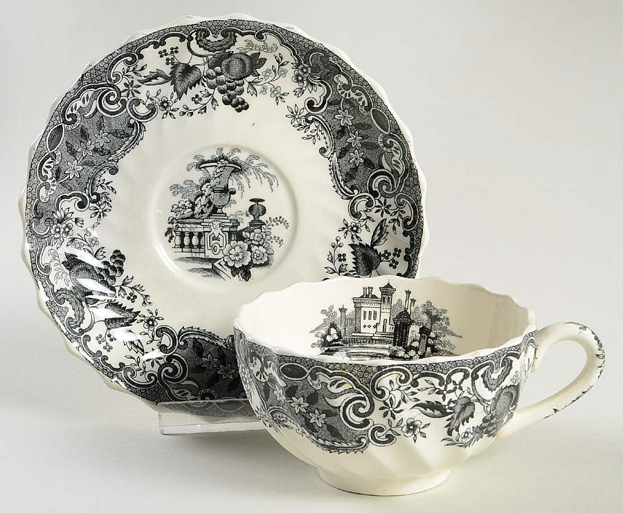 May Black Flat Cup & Saucer Set by Spode-1