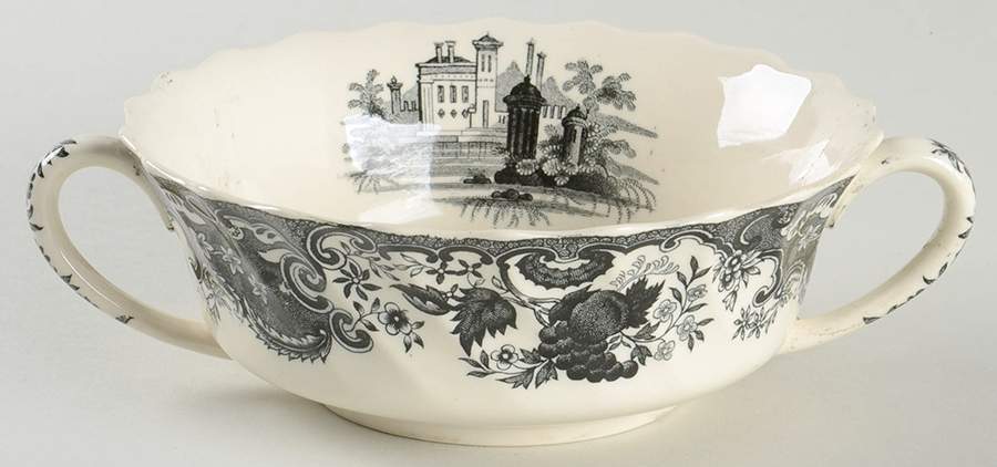 May Black Flat Cream Soup Bowl by Spode-1