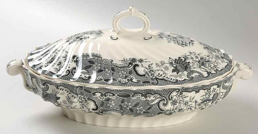 May Black Oval Covered Vegetable by Spode-1