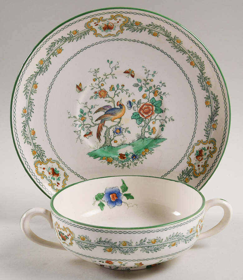 Mayfair Footed Cream Soup Bowl & Saucer Set by Spode-1