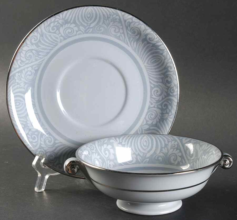 Ming Footed Cream Soup Bowl & Saucer Set by Spode-1