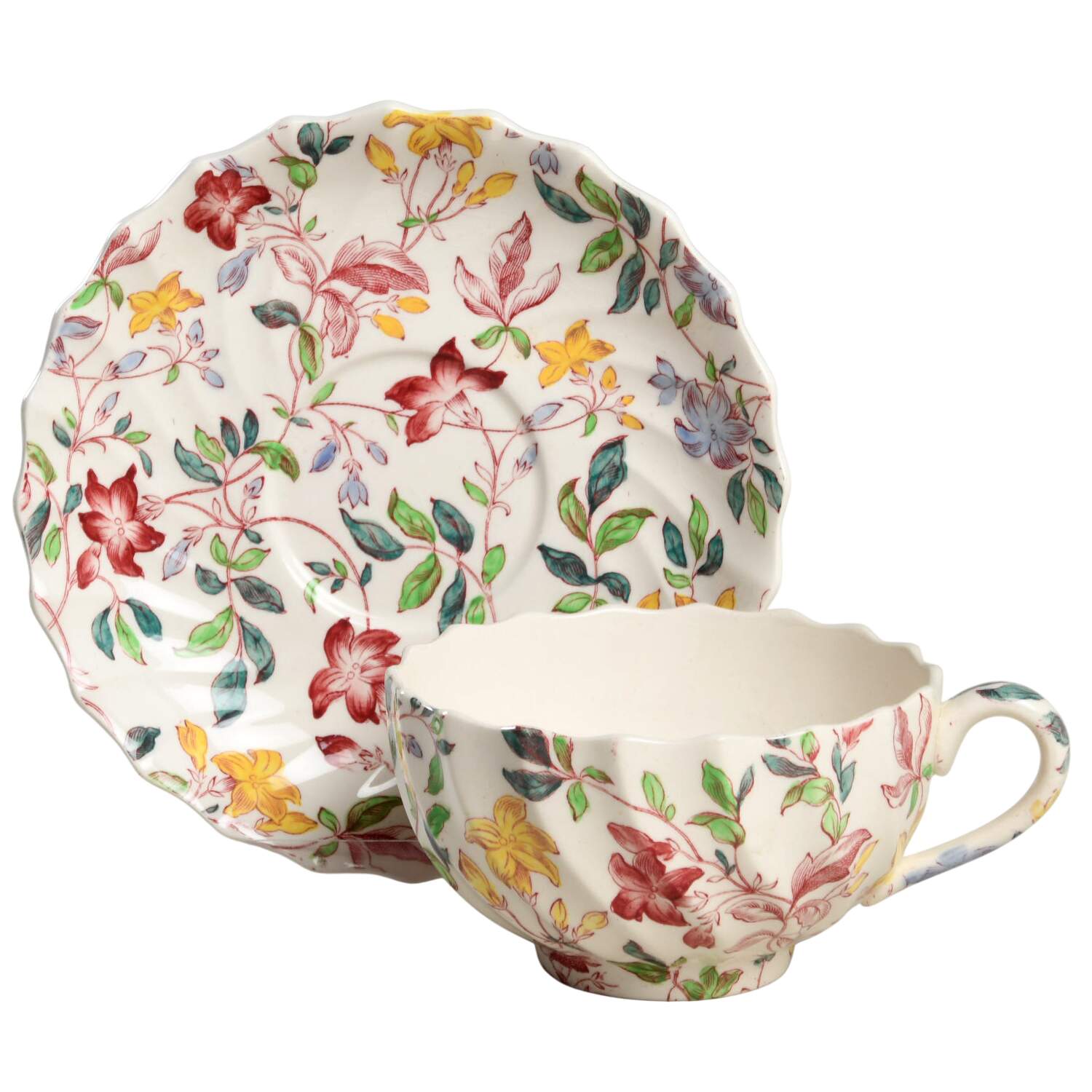 Morning Glory Flat Cup & Saucer Set by Spode-1