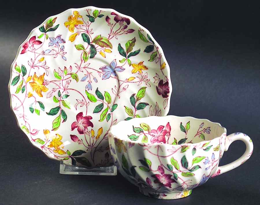Morning Glory Flat Cup & Saucer Set by Spode-1