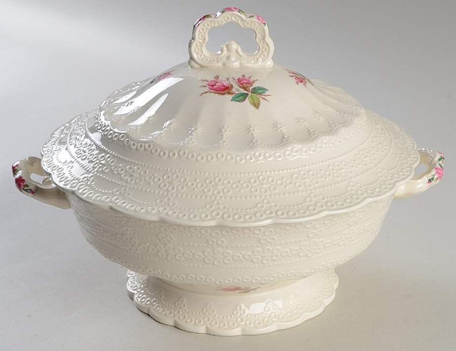 Moss Rose (Jewel Shape) Round Covered Vegetable by Spode-1