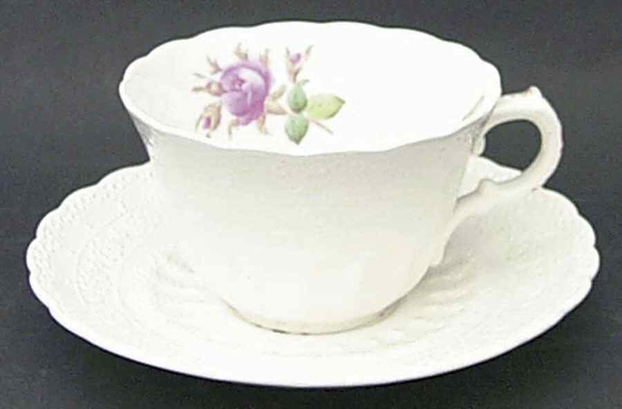 Moss Rose (Jewel Shape) Flat Cup & Saucer Set by Spode-1