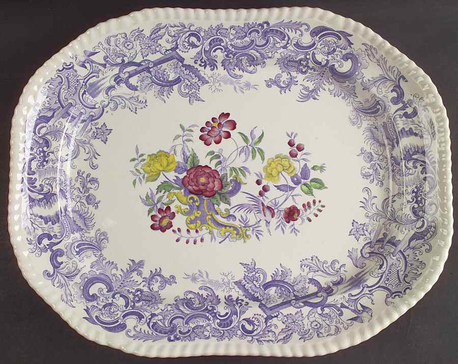 Mulberry Beverly Purple 15" Oval Serving Platter by Spode-1