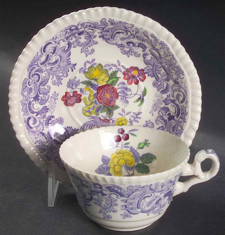 Mulberry Beverly Purple Flat Cup & Saucer Set by Spode-1