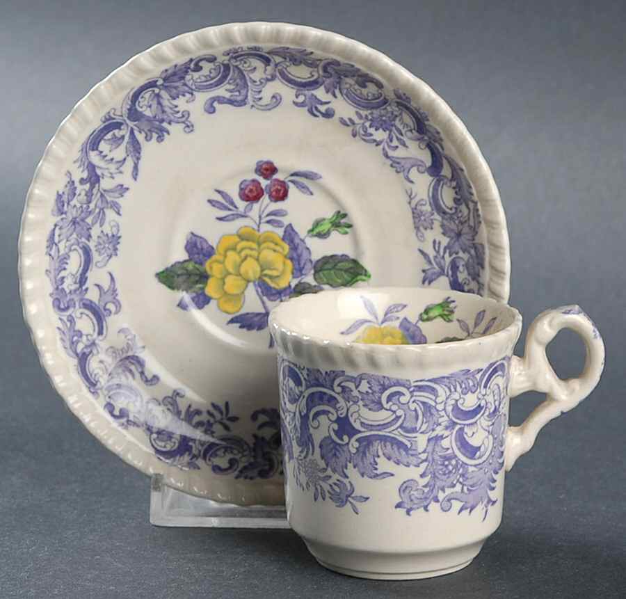 Mulberry Beverly Purple Flat Demitasse Cup & Saucer Set by Spode-1