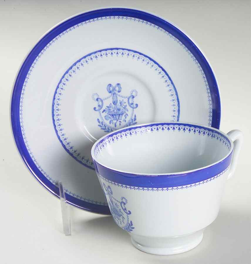 Newburyport Blue (No Gold Trim) London Shape Footed Cup & Saucer Set by Spode-1