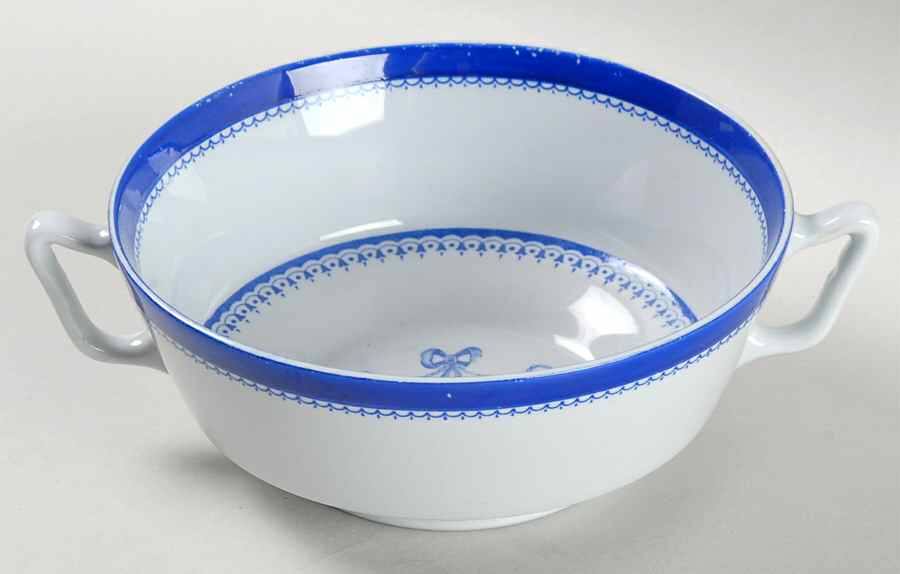 Newburyport Blue (No Gold Trim) Footed Cream Soup Bowl by Spode-1