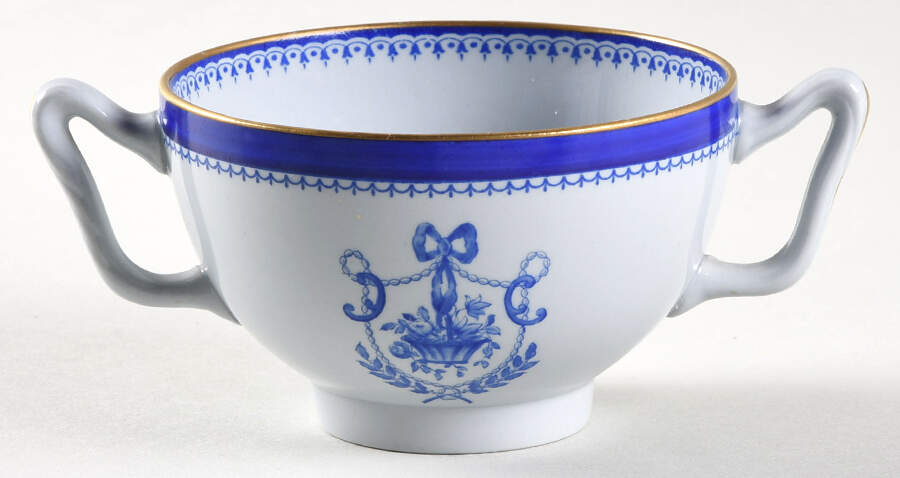 Newburyport Blue (Gold Trim) Flat Bouillon Cup by Spode-1