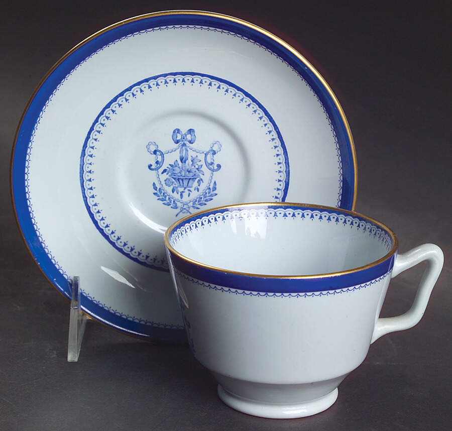 Newburyport Blue (Gold Trim) London Shape Footed Cup & Saucer Set by Spode-1