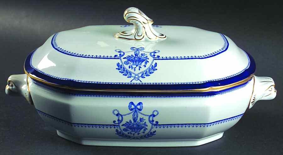 Newburyport Blue (Gold Trim) Oval Covered Vegetable by Spode-1