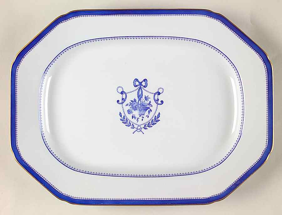 Newburyport Blue (Gold Trim) 14" Oval Serving Platter by Spode-1
