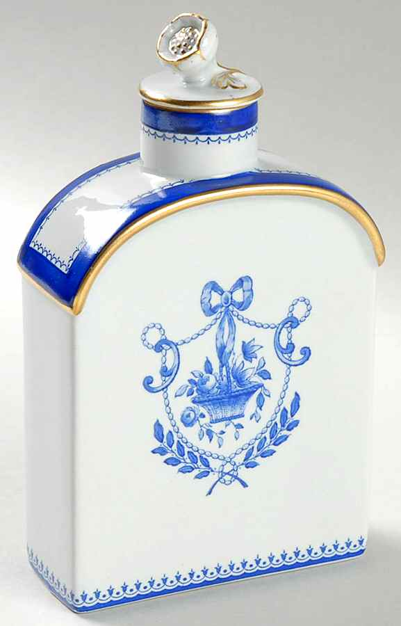 Newburyport Blue (Gold Trim) Tea Caddy & Lid by Spode-1