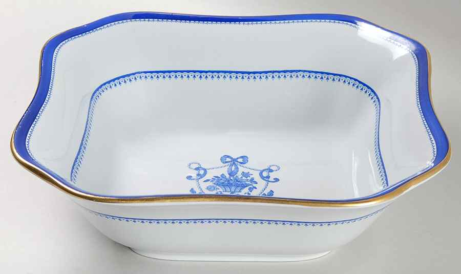 Newburyport Blue (Gold Trim) 8" Square Vegetable Bowl by Spode-1