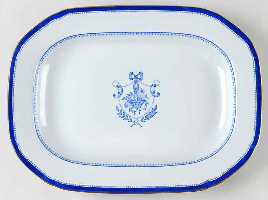 Newburyport Blue (Gold Trim) 13" Oval Serving Platter by Spode-1