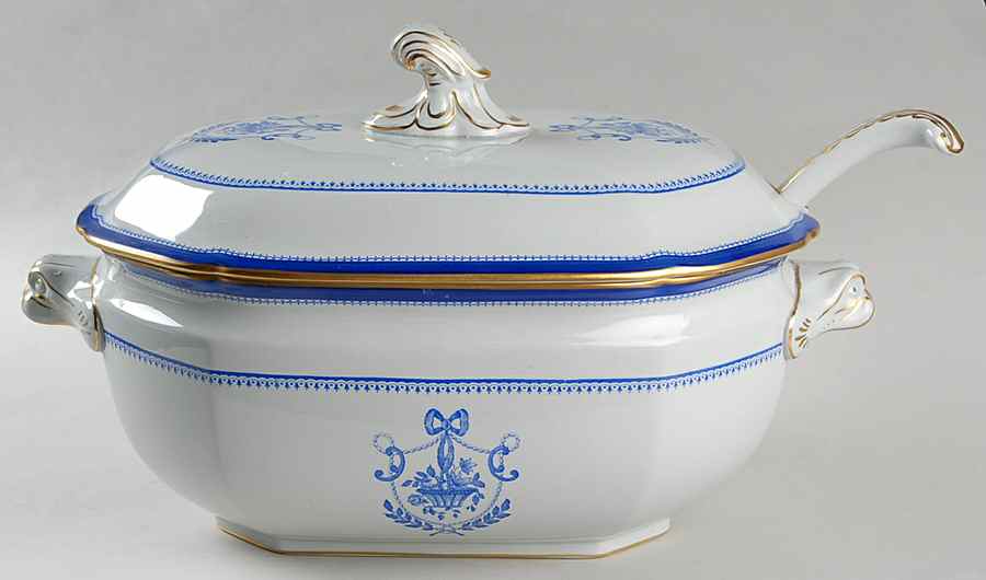 Newburyport Blue (Gold Trim) Tureen & Lid w/Ladle by Spode-1