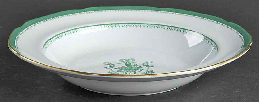 Newburyport Green (Gold Trim, No Verge Line) Large Rim Soup Bowl by Spode-1