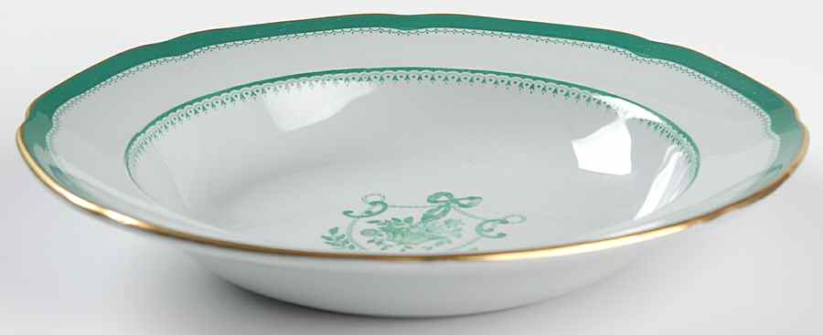 Newburyport Green (Gold Trim, No Verge Line) Rim Soup Bowl by Spode-1