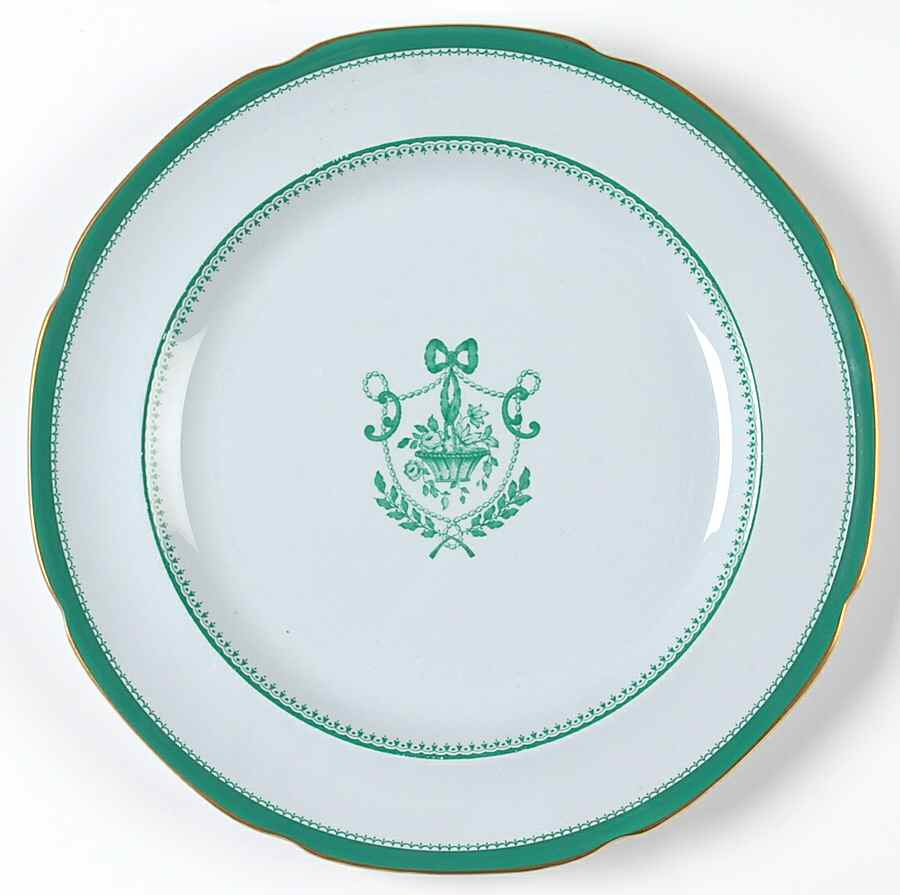 Newburyport Green (Gold Trim, No Verge Line) Dinner Plate by Spode-1