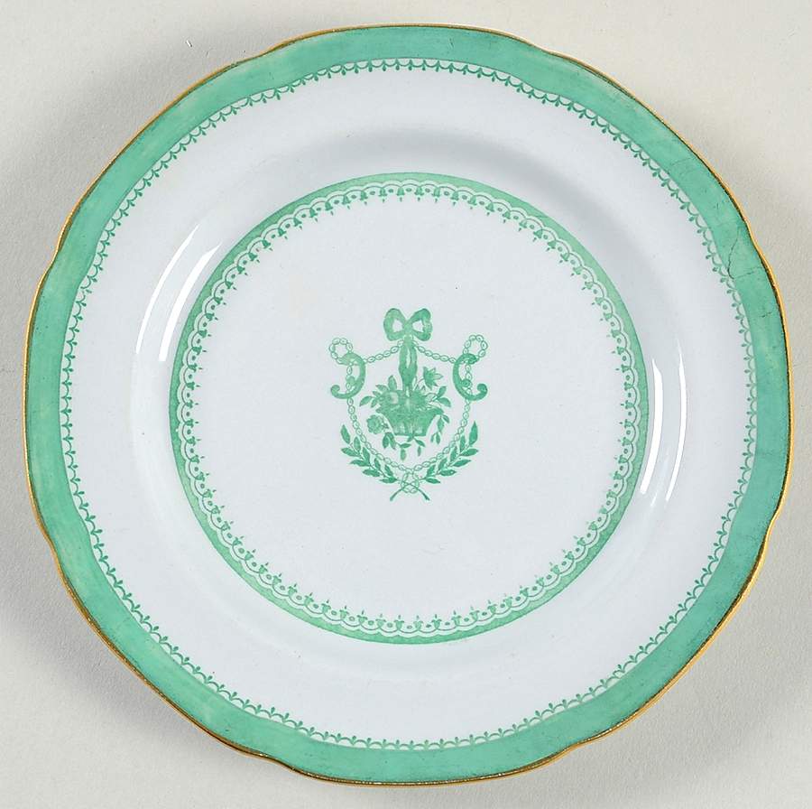 Newburyport Green (Gold Trim, No Verge Line) Bread & Butter Plate by Spode-1