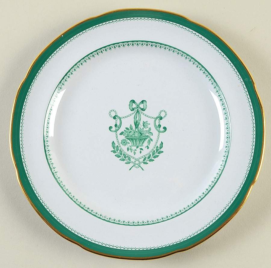 Newburyport Green (Gold Trim, No Verge Line) Salad Plate by Spode-1