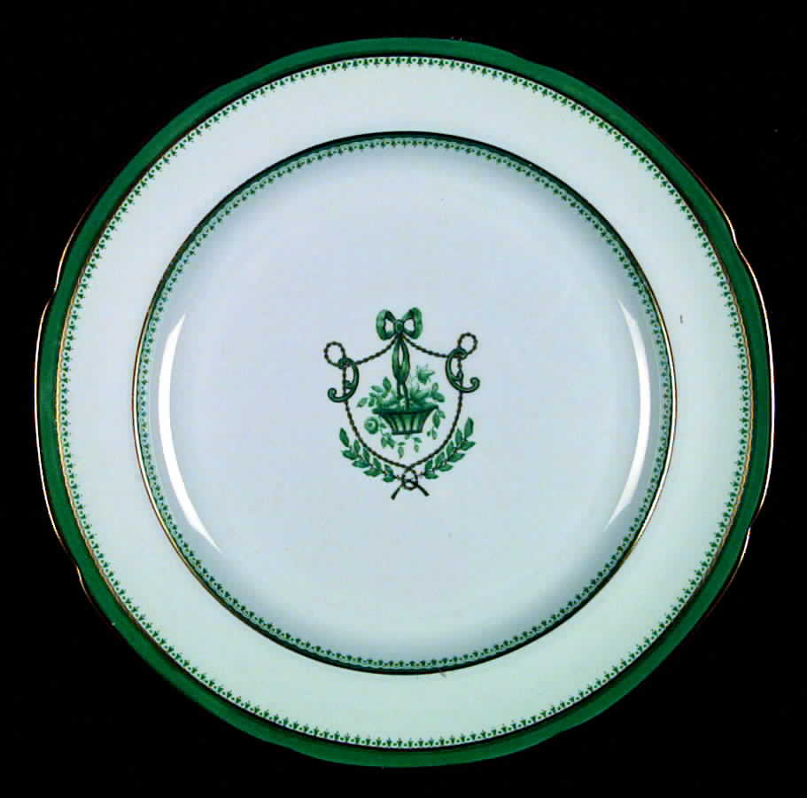 Newburyport Green (Gold Trim and Verge) Dinner Plate by Spode-1
