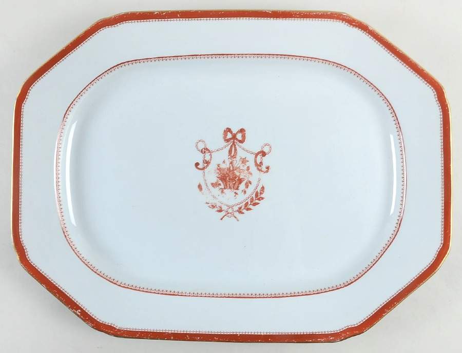 Newburyport Red (Gold Trim) 16" Oval Serving Platter by Spode-1