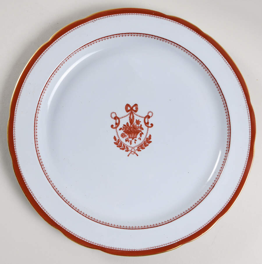 Newburyport Red (Gold Trim) 12" Chop Plate (Round Platter) by Spode-1