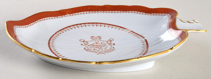 Newburyport Red (Gold Trim) 7" Leaf Dish by Spode-1
