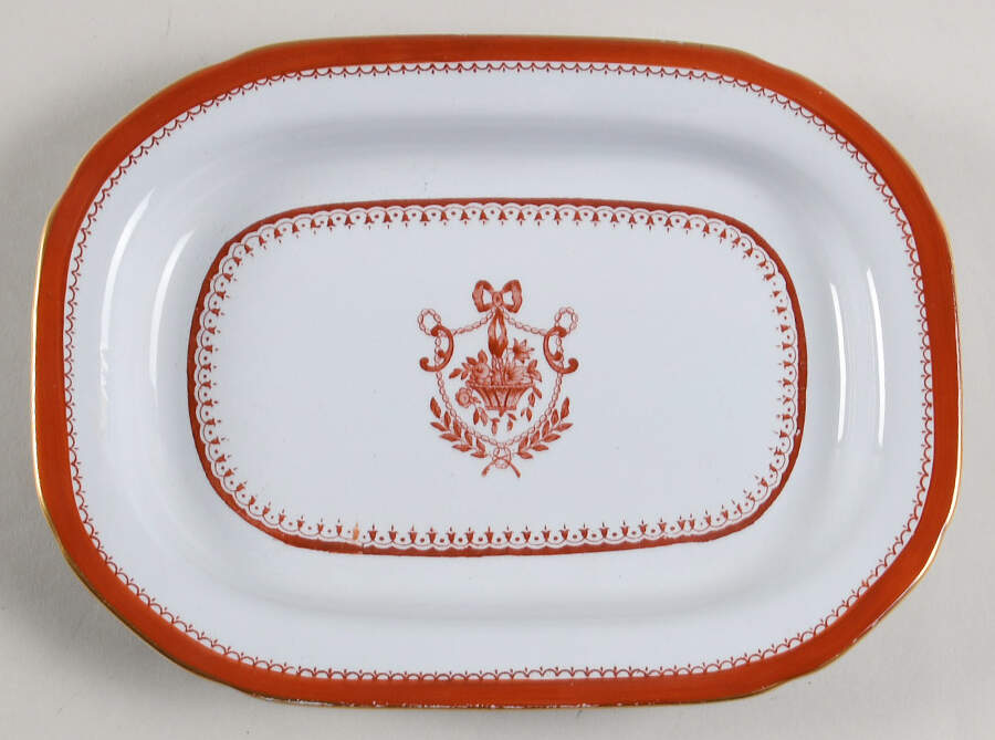 Newburyport Red (Gold Trim) Relish/Gravy Underplate by Spode-1