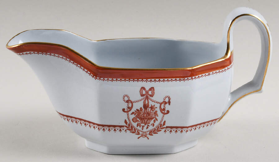 Newburyport Red (Gold Trim) Gravy Boat by Spode-1
