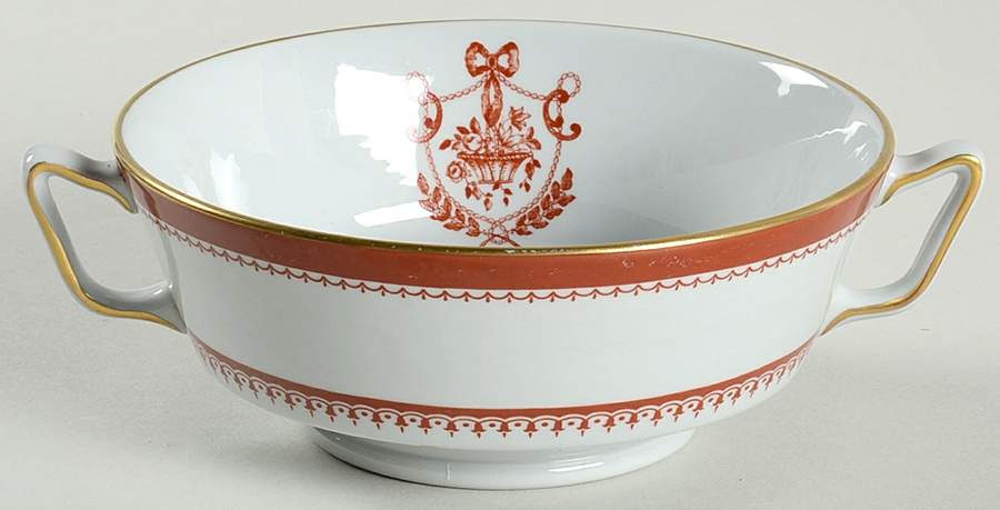 Newburyport Red (Gold Trim) Footed Cream Soup Bowl by Spode-1