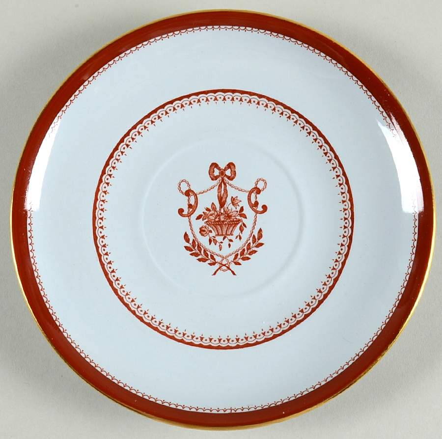 Newburyport Red (Gold Trim) Saucer for Footed Cream Soup Bowl by Spode-1