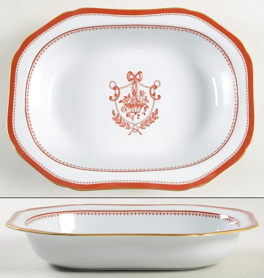 Newburyport Red (Gold Trim) 9" Oval Vegetable Bowl by Spode-1