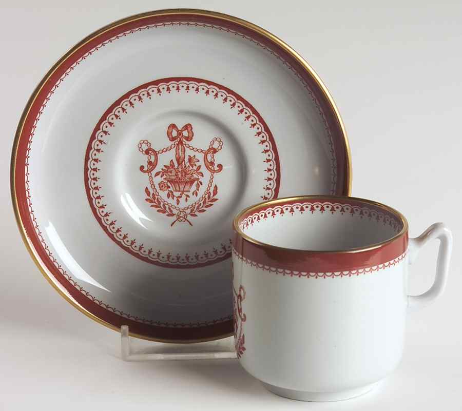 Newburyport Red (Gold Trim) Footed Demitasse Cup & Saucer Set by Spode-1